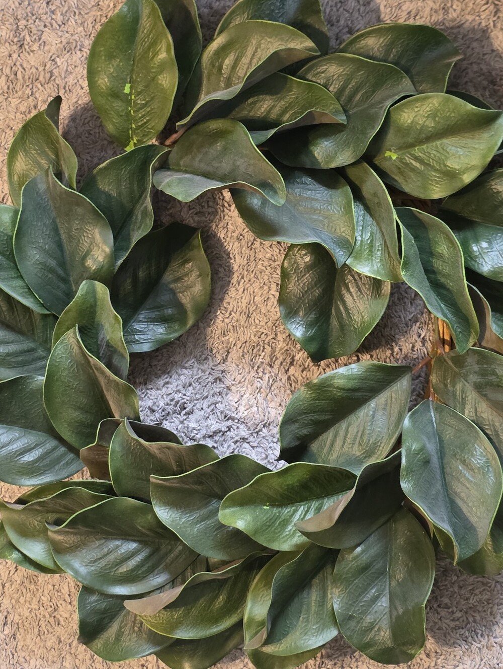 Artificial Magnolia Leaf Wreath - Green - Home Holiday